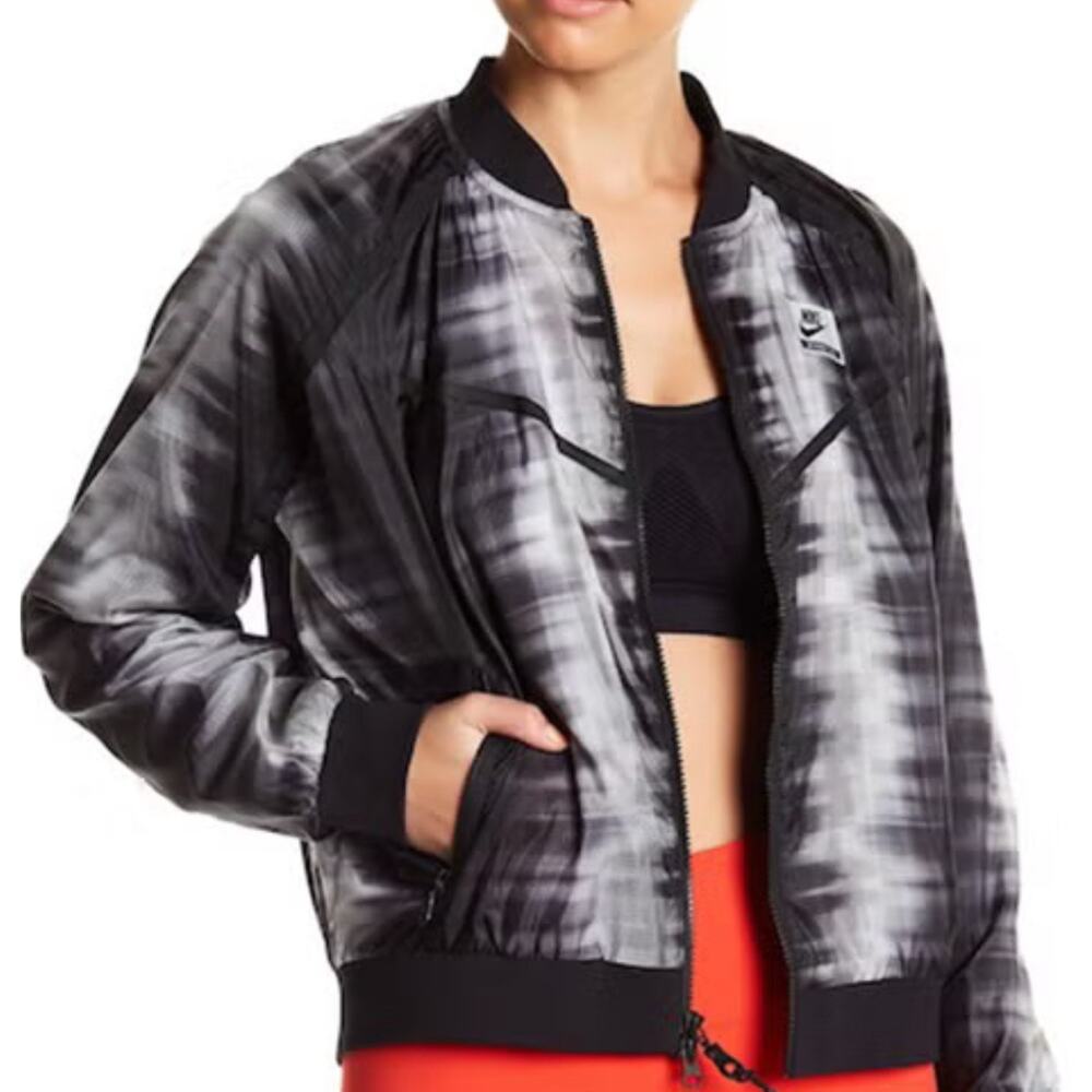 Nike Women's Small Bomber Jacket Black Gray Full Zip